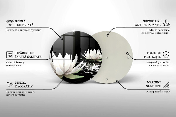 Üveg vágódeszka Fehér liliomok a vízen