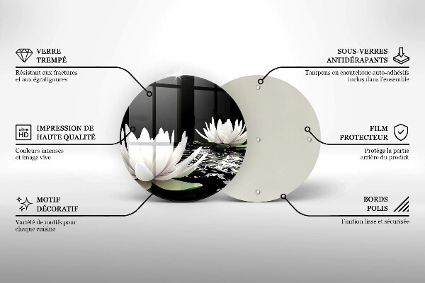 Üveg vágódeszka Fehér liliomok a vízen