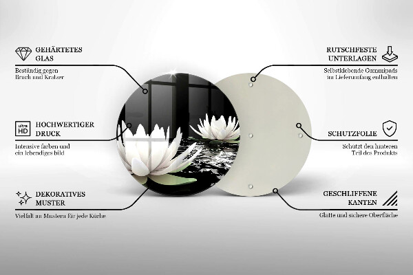 Üveg vágódeszka Fehér liliomok a vízen