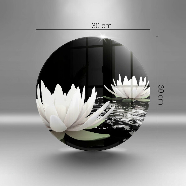 Üveg vágódeszka Fehér liliomok a vízen
