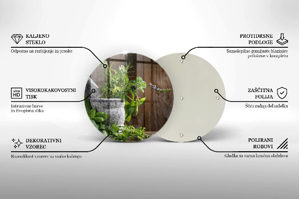 Üveg vágódeszka Gyógynövényeket és fát ültet