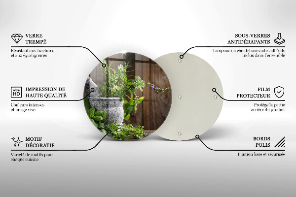 Üveg vágódeszka Gyógynövényeket és fát ültet