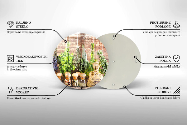 Üveg vágódeszka Gyógynövények fűszerek és fa