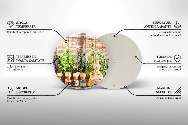 Üveg vágódeszka Gyógynövények fűszerek és fa