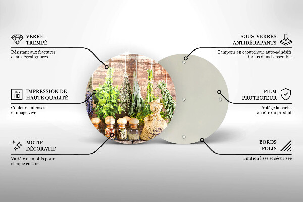 Üveg vágódeszka Gyógynövények fűszerek és fa