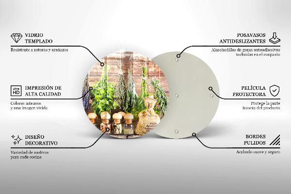 Üveg vágódeszka Gyógynövények fűszerek és fa