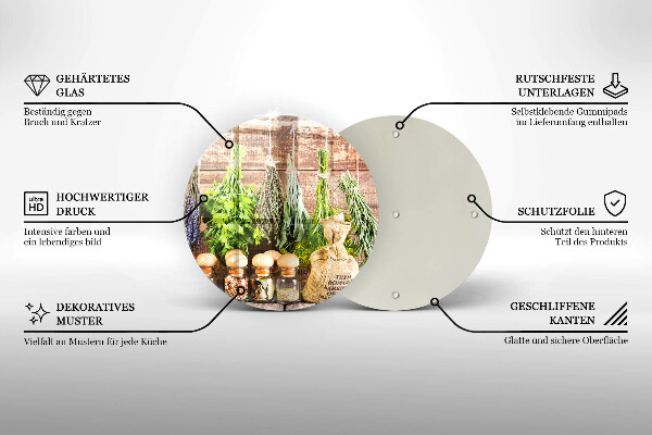 Üveg vágódeszka Gyógynövények fűszerek és fa