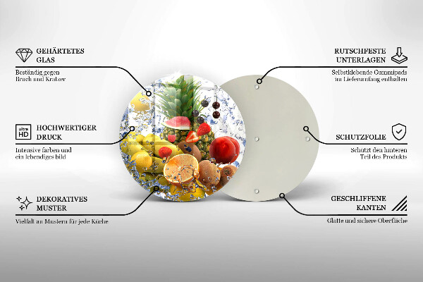 Üveg vágódeszka Lédús gyümölcs és víz