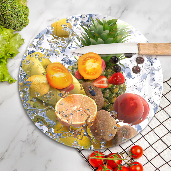 Üveg vágódeszka Lédús gyümölcs és víz