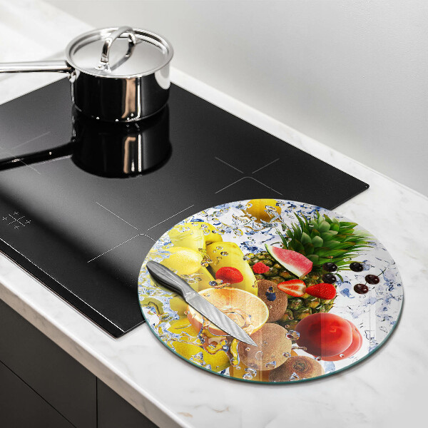 Üveg vágódeszka Lédús gyümölcs és víz