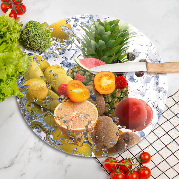 Üveg vágódeszka Lédús gyümölcs és víz