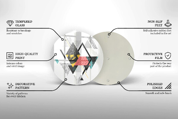 Üveg vágódeszka Absztrakt háromszögek