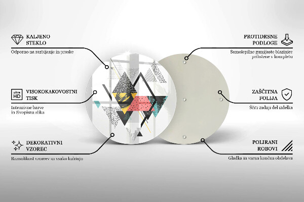 Üveg vágódeszka Absztrakt háromszögek