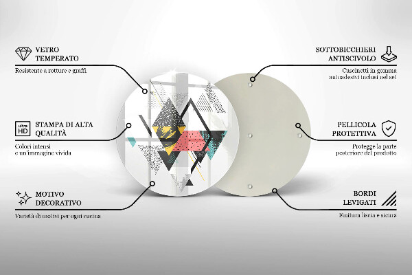 Üveg vágódeszka Absztrakt háromszögek
