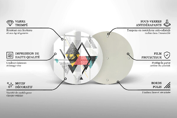 Üveg vágódeszka Absztrakt háromszögek