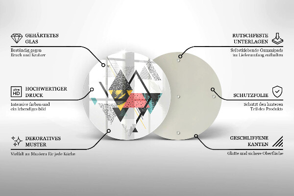 Üveg vágódeszka Absztrakt háromszögek