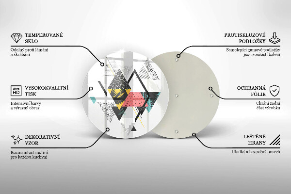 Üveg vágódeszka Absztrakt háromszögek