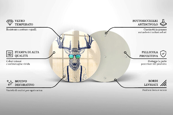 Üveg vágódeszka Szarvas ember illusztráció