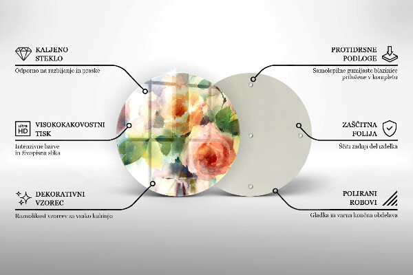 Üveg vágódeszka Festett virágok