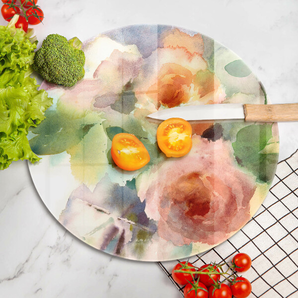 Üveg vágódeszka Festett virágok