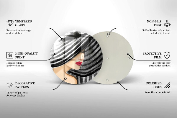 Üveg vágódeszka Nő kalapban