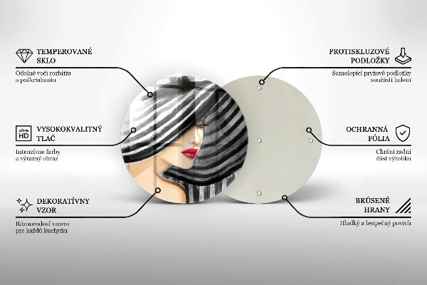 Üveg vágódeszka Nő kalapban