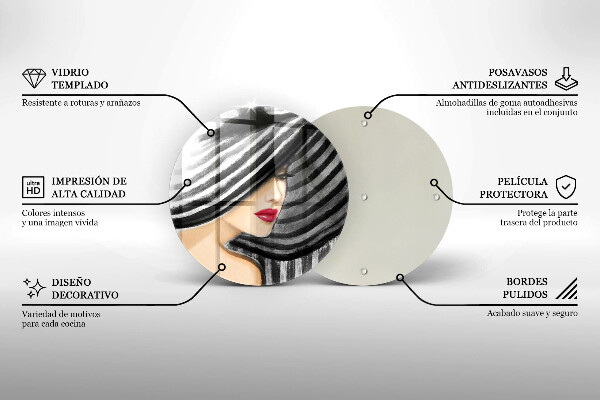 Üveg vágódeszka Nő kalapban