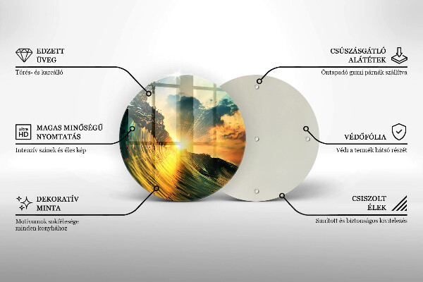 Üveg vágódeszka Hullám és naplemente