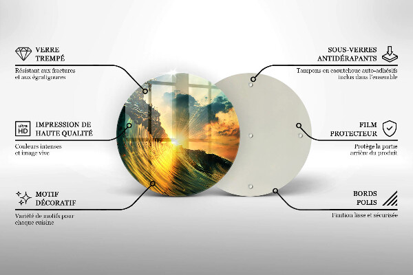 Üveg vágódeszka Hullám és naplemente