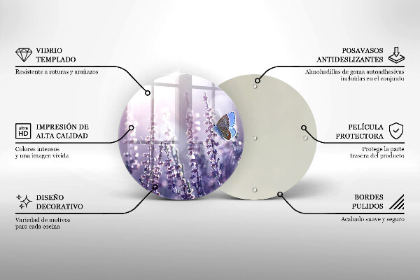 Üveg vágódeszka Vadvirágok és a pillangó