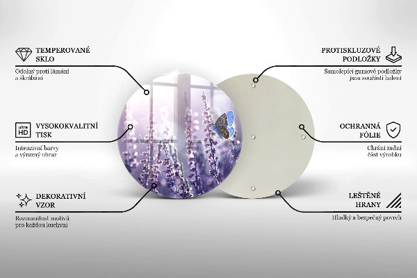 Üveg vágódeszka Vadvirágok és a pillangó