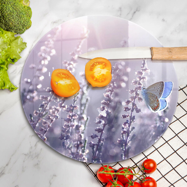 Üveg vágódeszka Vadvirágok és a pillangó