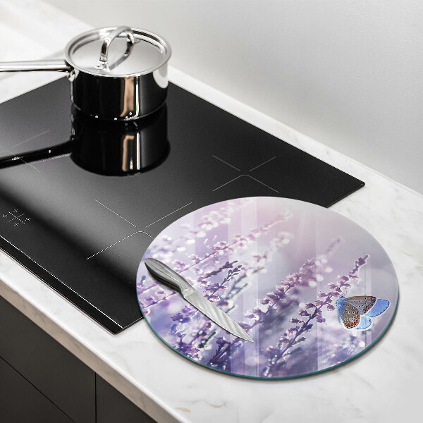 Üveg vágódeszka Vadvirágok és a pillangó