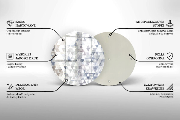 Üveg vágódeszka Háromszög minta