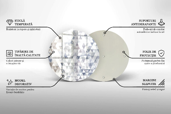 Üveg vágódeszka Háromszög minta