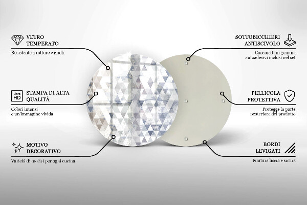 Üveg vágódeszka Háromszög minta