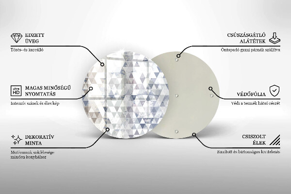Üveg vágódeszka Háromszög minta