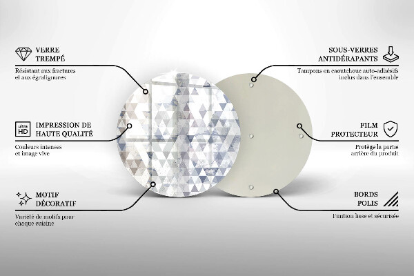 Üveg vágódeszka Háromszög minta