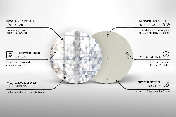 Üveg vágódeszka Háromszög minta