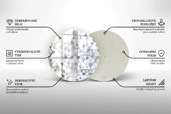 Üveg vágódeszka Háromszög minta