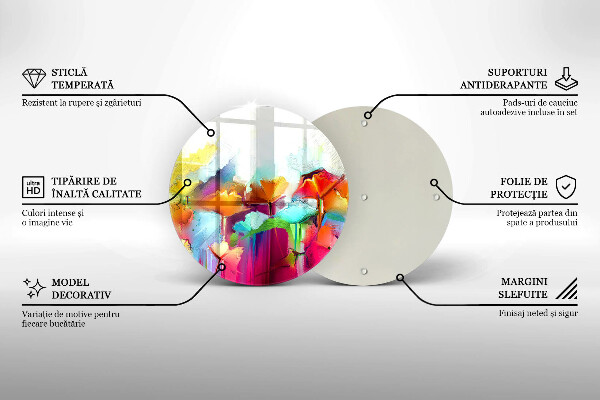 Üveg vágódeszka Festett virágok