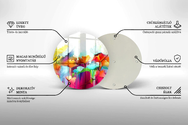 Üveg vágódeszka Festett virágok