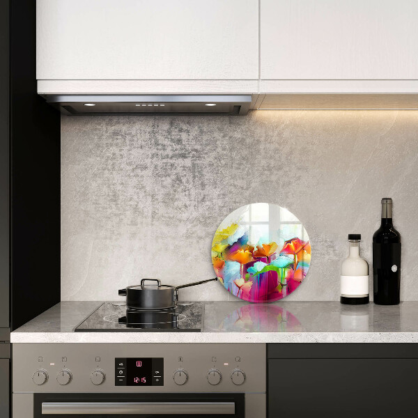 Üveg vágódeszka Festett virágok