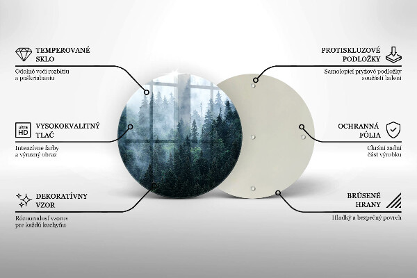 Üveg vágódeszka Erdei fák és köd