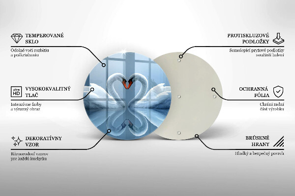 Üveg vágódeszka Két hattyúszív