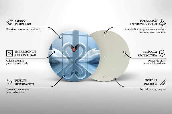 Üveg vágódeszka Két hattyúszív
