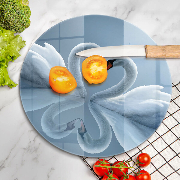 Üveg vágódeszka Két hattyúszív