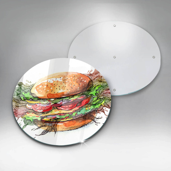 Üveg vágódeszka Hamburger rajz
