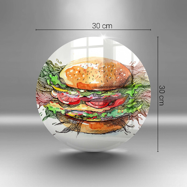 Üveg vágódeszka Hamburger rajz