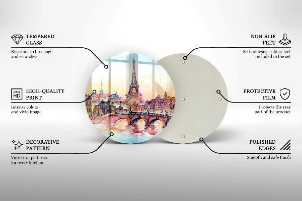 Üveg vágódeszka Párizs Eiffel-torony tája